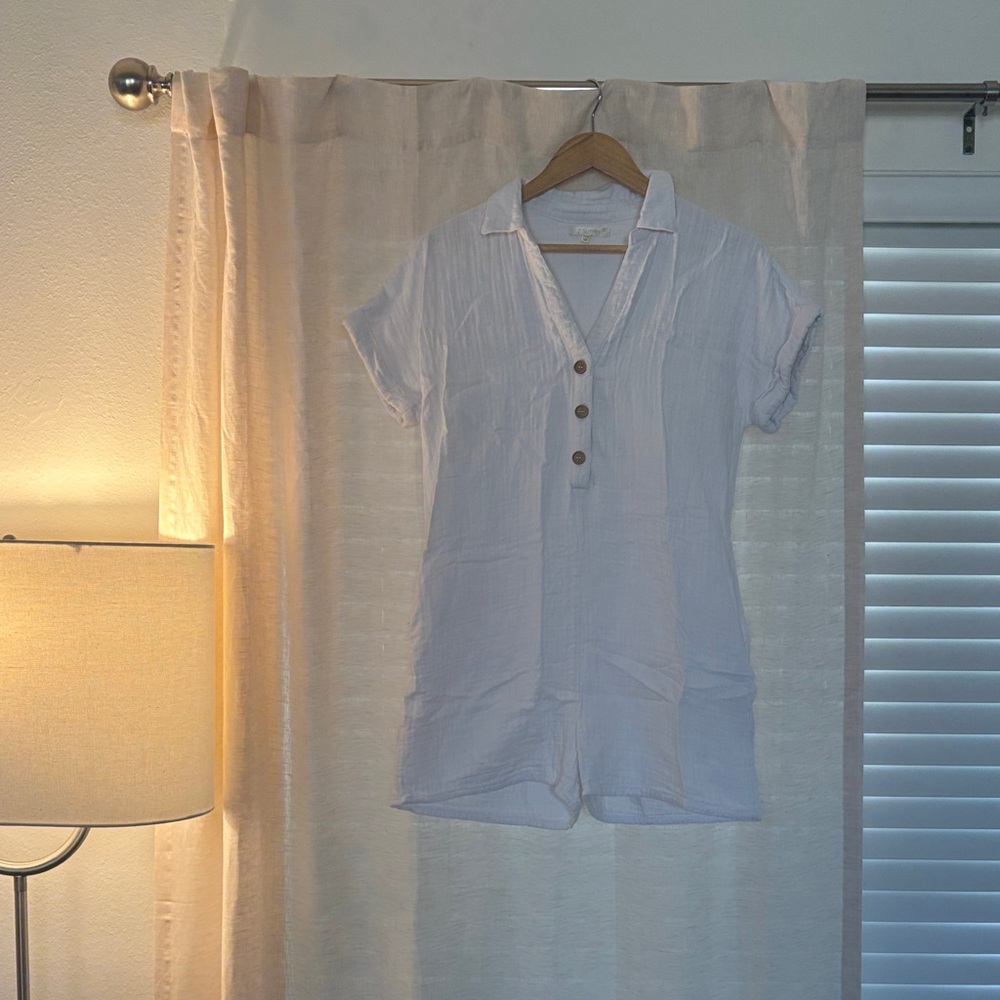 Z Supply White Textured Button-Up Top